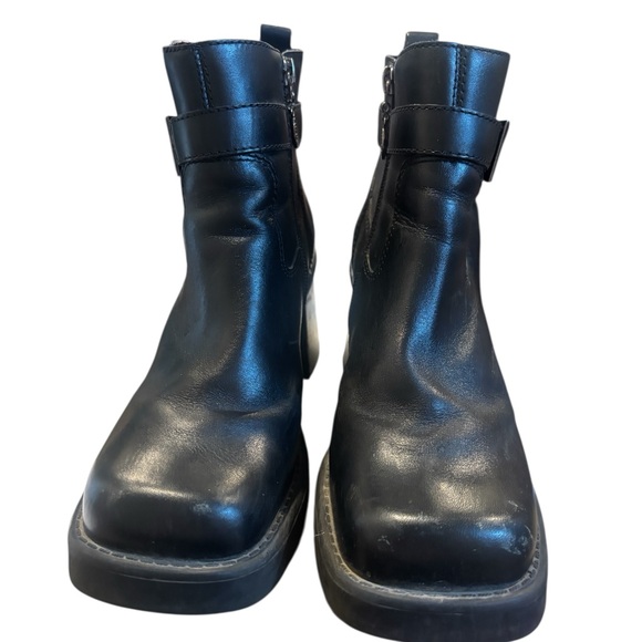 Harley Davidson Chunky Heel Black Leather Chelsea Boots - Picture 4 of 8